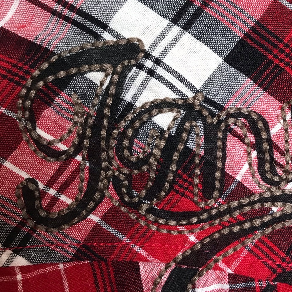 54” Vintage Havana Red Plaid Button Down Shirt - Picture 7 of 7